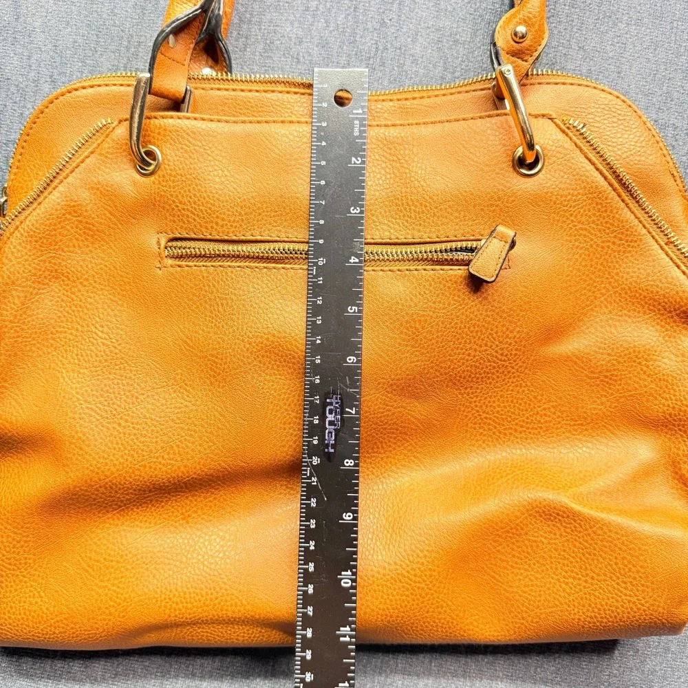 Big Buddha Satchel Womens Large Mustard Yellow Vegan Leather Slouchy Tassel Bag